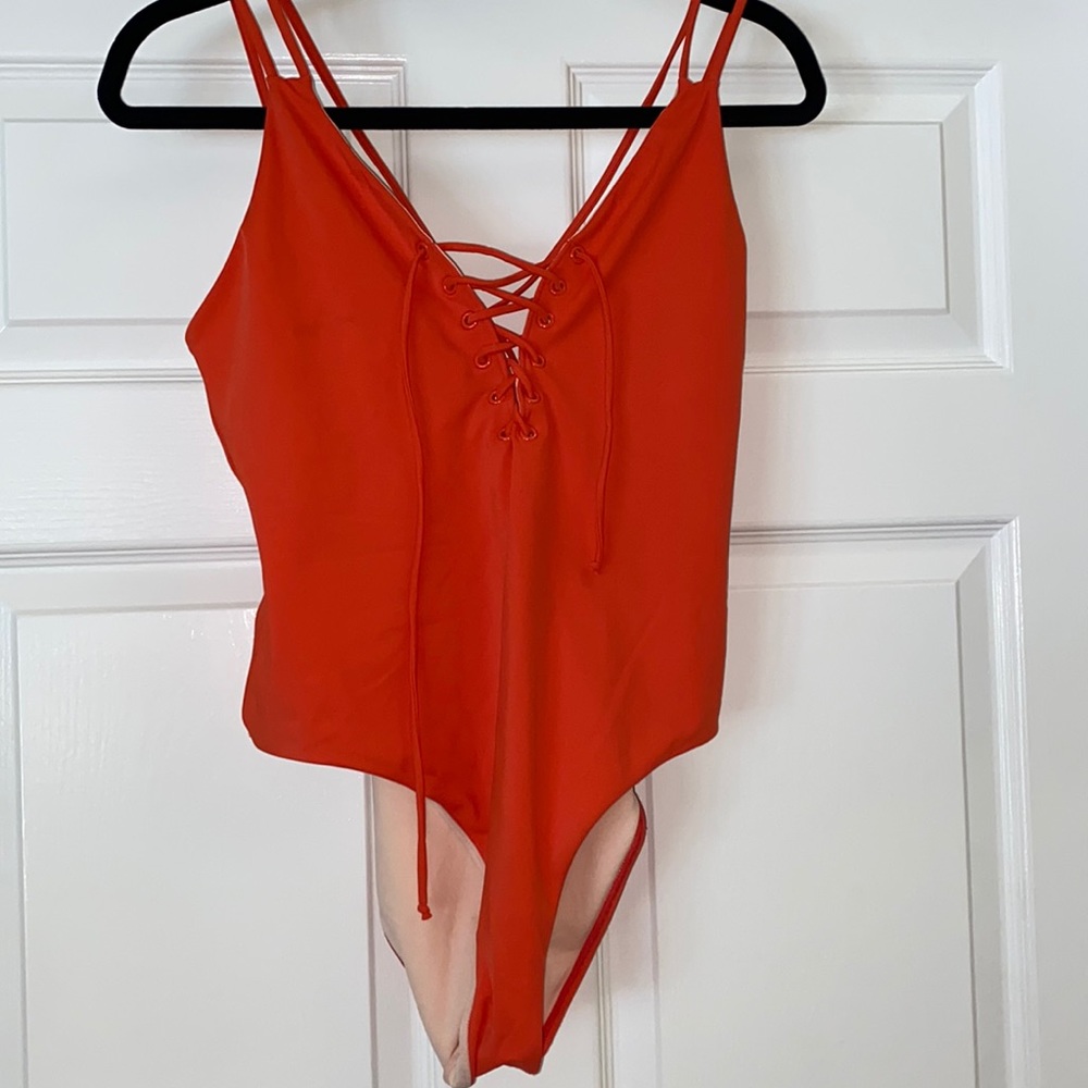 LA hearts Orange one piece swimsuit